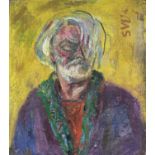 Sven BERLIN (1911-1999) Self Portrait Oil on panel Signed and dated '72 61x52 iregular