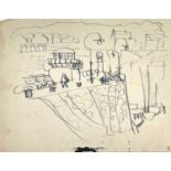 Sven BERLIN (1911-1999) Smeatons Pier, St Ives An early ink drawing, circa 1945 15 x 19.5cm