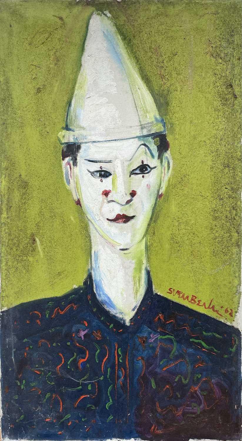 Sven BERLIN (1911-1999) Portrait of a Clown Oil on canvas Signed and dated '62 92x51cmCondition