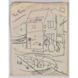 Sven BERLIN (1911-1999) The Tower (Design for Painting) circa late 1940s Pencil sketch Annotated