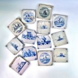 Thirteen Delft pottery tiles, 18th/19th century. (13)Provenance: Michael Trethewey. A Gentleman of