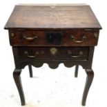 An oak bible box, dated 1739, on a later stand, height 86cm, width 67.5cm, depth 54.5cm.