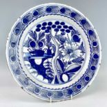 An 18th century English Delft blue and white dish, diameter 31.5cm.Provenance: Michael Trethewey.
