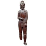 A carved oak figure of a knight, height 125cm, width 30cm. Footnote: Purchased from Marhamchurch