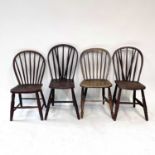 A pair of 19th century west country painted hoop and stick back chairs, height 86cm; together with a