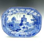 A John Rogers and Son blue and white transfer printed meat dish,19th century, from the Indian