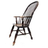 A 19th century ash and elm windsor armchair, height 106cm, width 55cm.