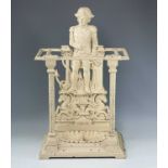 A Victorian white painted stick stand depicting Nelson, height 78cm, width 49cm, depth 24cm.many