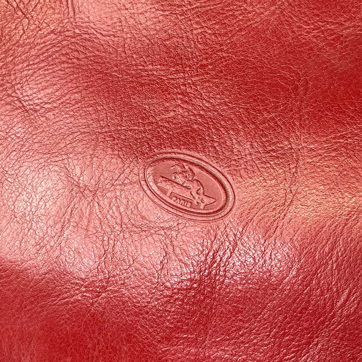 An oversized red leather bag with haymarket market check lining, height 50cmA small amount of - Image 3 of 7