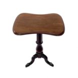 A Victorian walnut and mahogany wine table, with waisted top on an octagonal and baluster column and