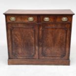 A 19th century mahogany side cabinet with two short drawers above a breakfront cupboard base, height
