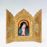 Camille Faure, A Limoges enamel plaque of the Madonna, height 10cm, inscribed, in a gilt triptych