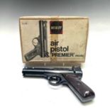 A Webley & Scott Premier .177 air pistol, batch number 575, with bakelite grips, original box,