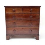 A 19th century mahogany chest of two short and three long drawers with line inlaid stringing, on
