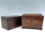 A William IV rosewood rectangular tea caddy, with moulded top and fitted a single lidded compartment