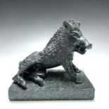 An Italian Grand Tour carved serpentine figure of the Florentine Boar, late 19th century, on a