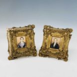 A pair of early Victorian miniature portraits, on ivory of a man and a woman, inscribed in ink dated