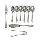 A George VI silver set of six teaspoons by James Dixon & Sons, Sheffield 1937; together with a