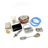A collection of miscelleneous items including a sterling silver envelope stamp case, a 925 silver