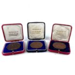 A cased set of three bronze medallions by Vaughtons Ltd for Cornwall County Council Technical