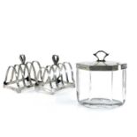 A pair of George VI silver Art Deco four section toast racks, maker W.N Ltd, Birmingham 1938,