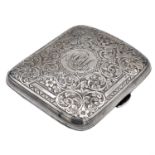 A Victorian silver foliate scroll engraved cigarette case, maker J.J, Chester 1898, width 9cm,