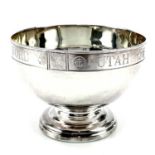 A Tiffany & Co sterling silver D-Day 50th anniversary commemorative pedestal bowl, the rim