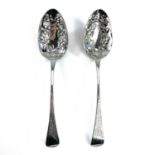 A pair of George III silver berry spoons by Alice & George Burrows, London 1814, length 21.5cm,