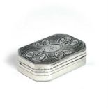 A George III silver vinaigrette by Thomas Harper, with canted corners and engraved decoration,
