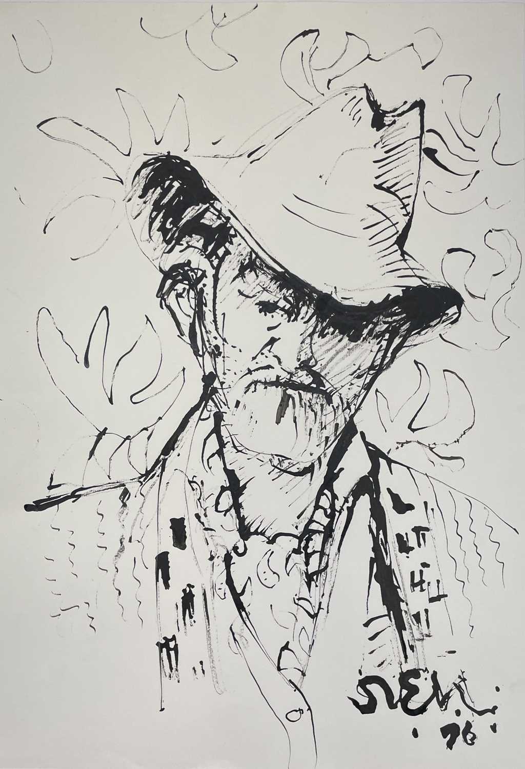 Sven BERLIN (1911-1999) Untitled (Self-portrait) Ink on paper Signed and dated '76 59x42cmOverall