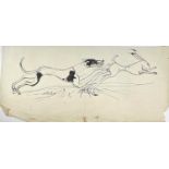 Sven BERLIN (1911-1999) Untitled (Dog Chasing Hare) Ink on paper 80x37cm