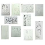 Sven BERLIN (1911-1999) A large selection of loose drawings Ink and charcoal on paper Some of