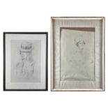 Sven BERLIN (1911-1999) Two framed pencil drawings. One a portrait of Julia and another of her