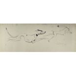 Sven BERLIN (1911-1999) Untitled (Dog chasing a hare) Ink on paper Signed and dated '79 30x79cm