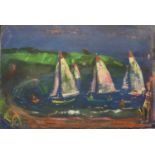 Sven BERLIN (1911-1999) Untitled (Boats) Oil on board 61 x 91cmOverall the piece is in good