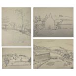 Sven BERLIN (1911-1999) Cornish Landscape Four early pencil sketches One monogrammed and dated '45