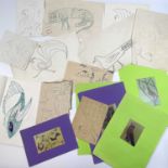 Julia BERLIN (1942-2021) A collection of loose drawings Mixed media Some are signed