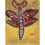 Julia BERLIN (1942-2021) Untitled (Butterfly) Oil on board 28 x 21cm