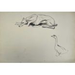 Sven BERLIN (1911-1999) Untitled (Dog and Goose) Ink on paper 40x60cm