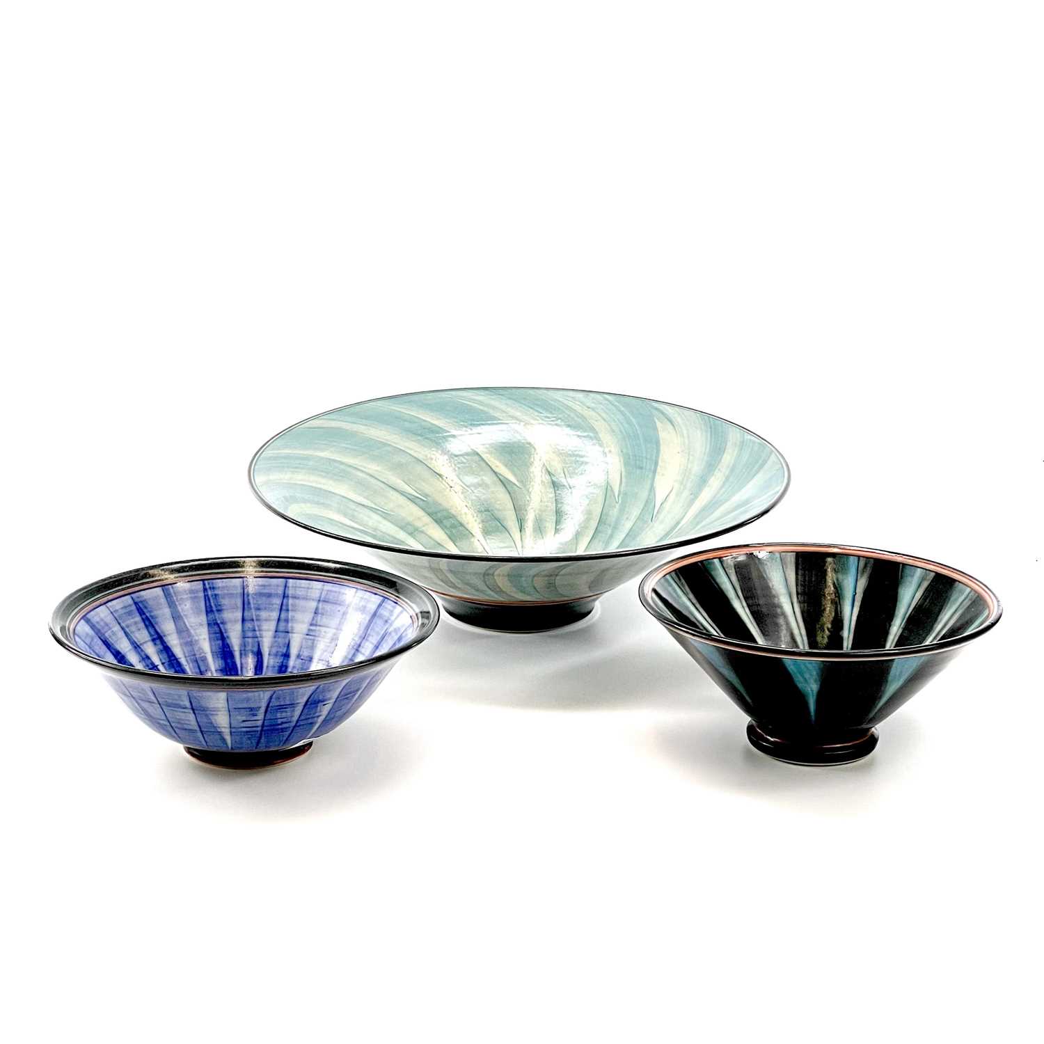 Christine FEILER (1948) Three bowls, largest 29cm diameter, smallest 17cm diameter Each initialled - Image 2 of 15