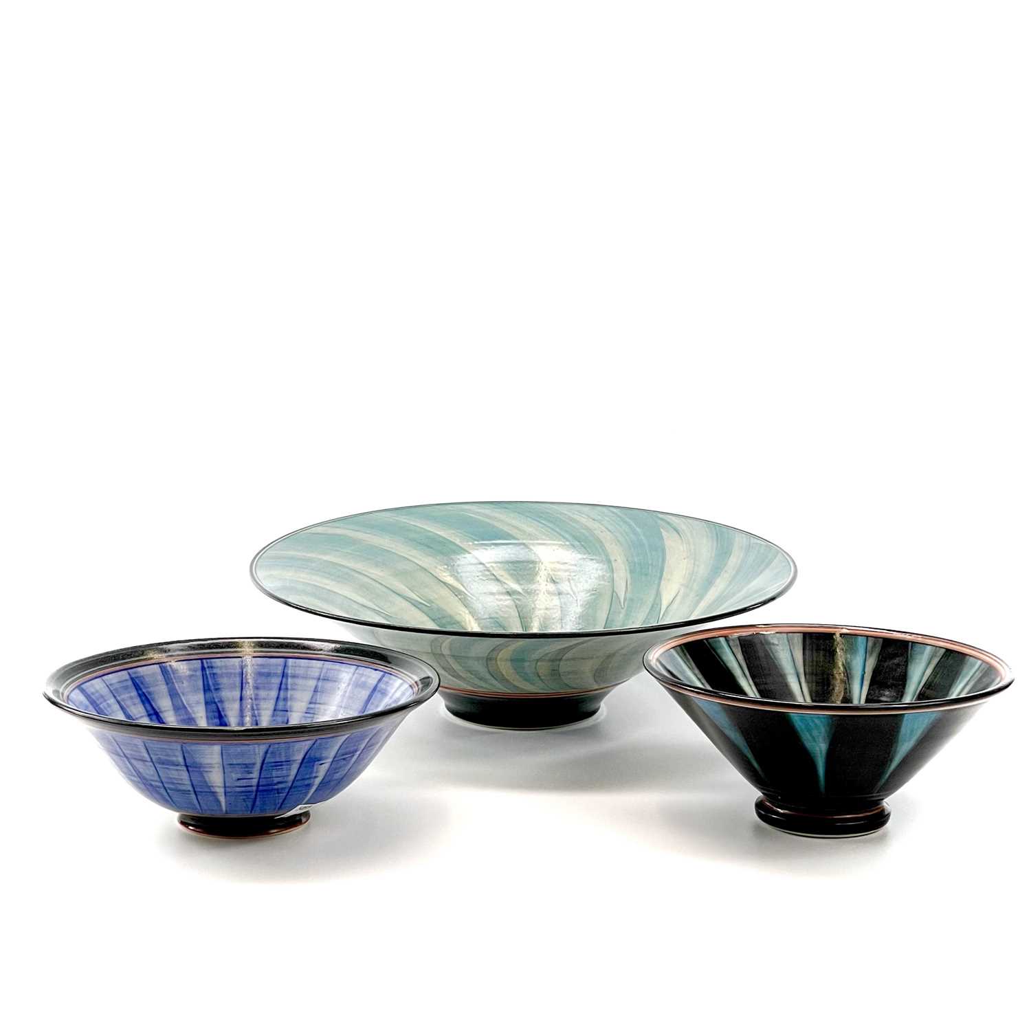 Christine FEILER (1948) Three bowls, largest 29cm diameter, smallest 17cm diameter Each initialled - Image 3 of 15