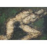 John EMANUEL (1930) Reclining Nude Oil on board Signed to mount 29x40cmThere is a degree of