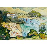 Clare WHITE (1903-1997) St Ives from Porthminster Watercolour Signed 37 x 51cm