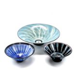 Christine FEILER (1948) Three bowls, largest 29cm diameter, smallest 17cm diameter Each initialled