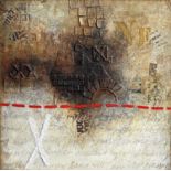 Roy RAY (1936 - 2021) June 22:Red Track Mixed media Signed and inscribed to verso 30.5 x 30.5cm