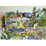 Fred YATES (1922-2008) Cornish Cottage, Autumn Watercolour Key West Editions label to verso 45 x