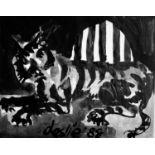 Leslie ILLSLEY (1936-1989) Big Cat Gouache Signed and dated '88 38 x 47cm