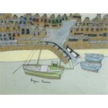 Bryan PEARCE (1929-2006) St Ives Harbour with Slipway Pastel and ink Signed 24 x 31.5cmExcellent