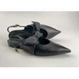 A pair of Mulberry Kate Bow Sling black leather shoes, size 37, unworn; together with a pair of