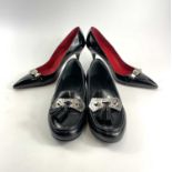 A pair of Balenciaga Moco Pelle black brushed leather shoes, size 38; together with a pair of Cesare